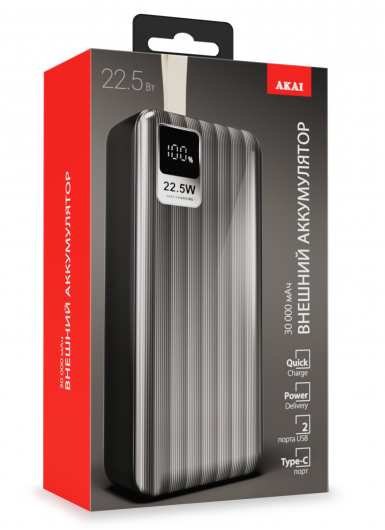 Внешний аккумулятор Akai BE-30020 PD